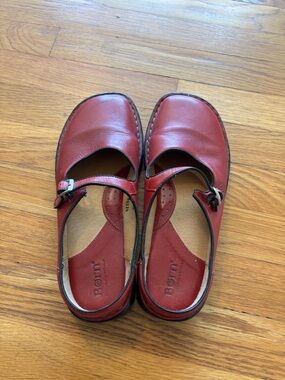 Born Red Leather Mary Jane Flats with Adjustable Strap